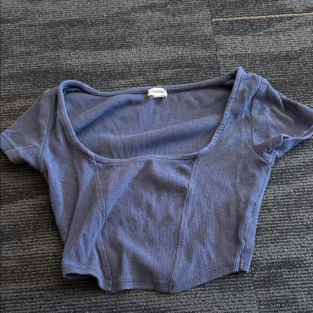 Urban Outfitters Ribbed Blue Crop Top